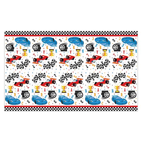 WERNNSAI Mantel de Carreras Rectangular - 274 x 137 cm Cubiertas de Mesa de Plástico Desechables para Niños Cumpleaños Juegos Deportivos Suministros de Fiesta de Carreras de Autos