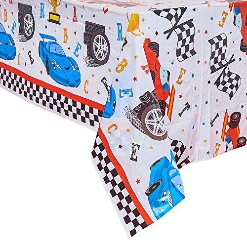 WERNNSAI Mantel de Carreras Rectangular - 274 x 137 cm Cubiertas de Mesa de Plástico Desechables para Niños Cumpleaños Juegos Deportivos Suministros de Fiesta de Carreras de Autos
