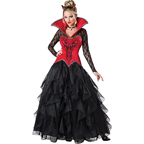 WFEI Disfraz de Halloween Sexy Vampiro Traje Mujeres Masquerade Fiesta Cosplay gótico Halloween Vestido Vampiro rol Jugar Ropa Bruja,Rojo,XL