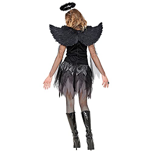 WIDMANN 09873 09873 - Disfraz de ángel oscuro, vestido, alas, aureola para mujer, multicolor, L
