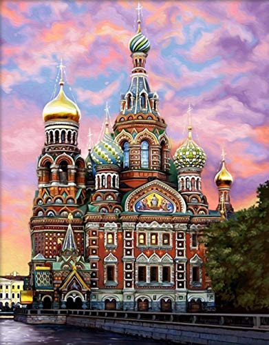 WJYMJJ Pintar por Numeros San Petersburgo Adultos Niños DIY Pintura por Números con Pinceles y Pinturas-16 * 20 Pulgadas, Sin Marco