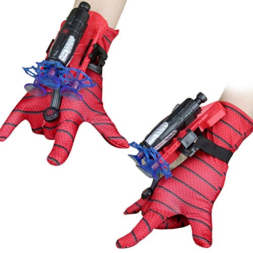 WSTERAO Spider Man Toy Cosplay Spiderman Glove Thrower Set, Spider Man Launcher Glove Toy Set, Fiesta de Juegos de rol, Guante de plástico para Cosplay para niños