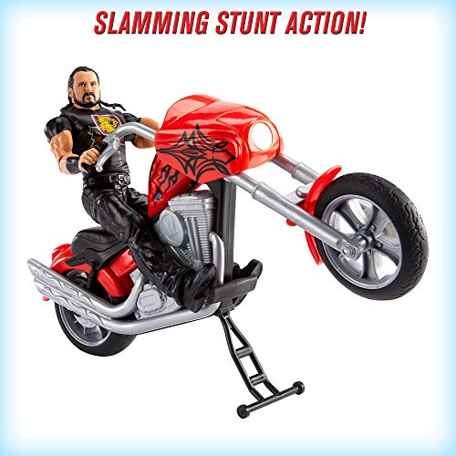WWE Drew McIntyre con Motocicleta Destrucción Total Muñeco articulado con moto roja de juguete con piezas desmontables y accesorios (Mattel GYX60)