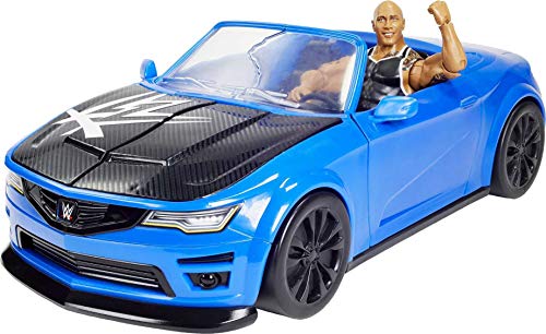WWE The Rock con Descapotable Destrucción Total Muñeco articulado con coche de juguete con piezas desmontables y accesorios (Mattel GYV51)