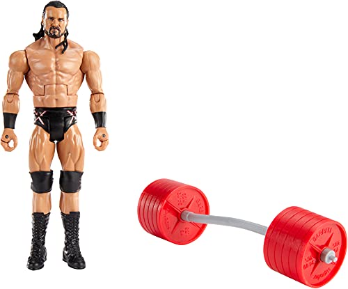 WWE Wrekkin Drew McIntyre destroza rivales, muñeco articulado de juguete con mancuernas y accesorios (Mattel GVJ34)