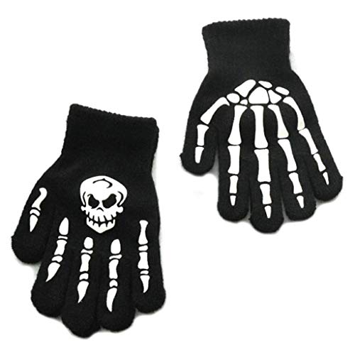 XIANZI Guantes unisex para adultos, diseño de esqueleto, sin dedos, para Halloween, sin dedos, elásticos, de punto
