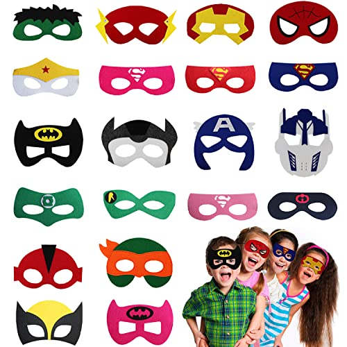 YISKY Máscaras para Niños, 20 Piezas Máscaras de Cosplay, Máscaras de Fiesta, Fiesta Máscaras para Niños, Máscara Dibujos Animados Niños, Fieltro Máscaras, Fiesta de Dumpleaños, Navidad