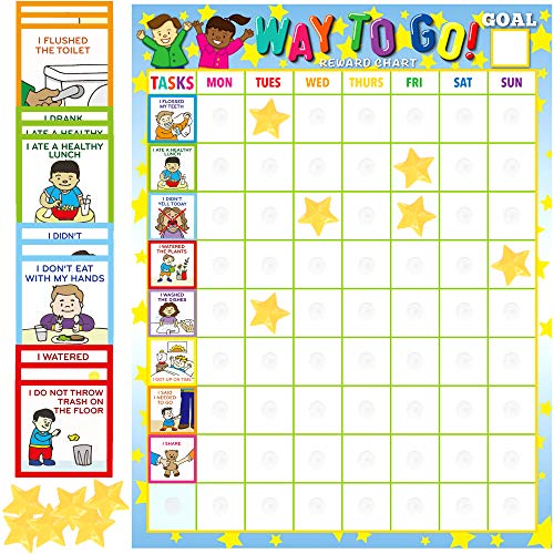 Youngever Tabla de tareas para niños pequeños, 75 tareas de comportamiento como tren de orinal, tren de comportamiento, tabla de recompensas magnética para varios niños