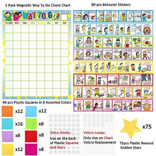 Youngever Tabla de tareas para niños pequeños, 75 tareas de comportamiento como tren de orinal, tren de comportamiento, tabla de recompensas magnética para varios niños
