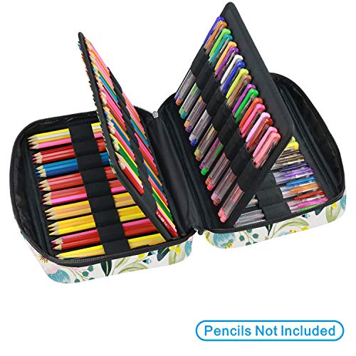 YOUSHARES Estuche de Lápices de Colores con 166 Ranuras - Plumier con Tres Capas Estuche para Lápices de Dibujo & Bolígrafos de Gel para Estudiante & Adulto & Artista (Flores Acuarela)