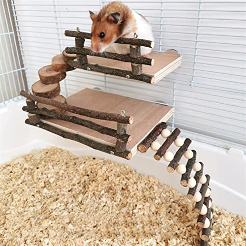 Z-Y Puente Colgante Natural Living Hamster Playground Pequeño Pequeño Animal Actividad Juguetes Juego de escaleras Escaleras Escaleras Soporte Plataforma Chew Juguete for Gerbil Rat