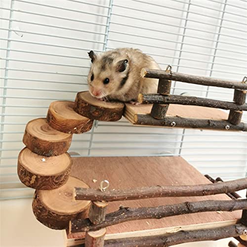 Z-Y Puente Colgante Natural Living Hamster Playground Pequeño Pequeño Animal Actividad Juguetes Juego de escaleras Escaleras Escaleras Soporte Plataforma Chew Juguete for Gerbil Rat