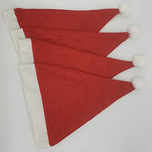 Zenhica 4 Gorros Navideños de Papa Noel con pompón, ideal para la Navidad, 30 x 36 cm color Rojo