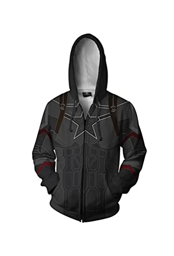 Zip-up - Sudadera con capucha y cremallera para disfraz de Capitán Steve, unisex, versión 01, color gris, 3XL (pecho 119 cm)