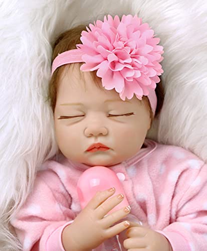ZIYIUI 55cm Muñeco Bebé Reborn Muñecas Niña Ojos Cerrados Bebe Realista Baby Doll Silicona Vinilo Dormir Toddler Magnetismo Juguetes