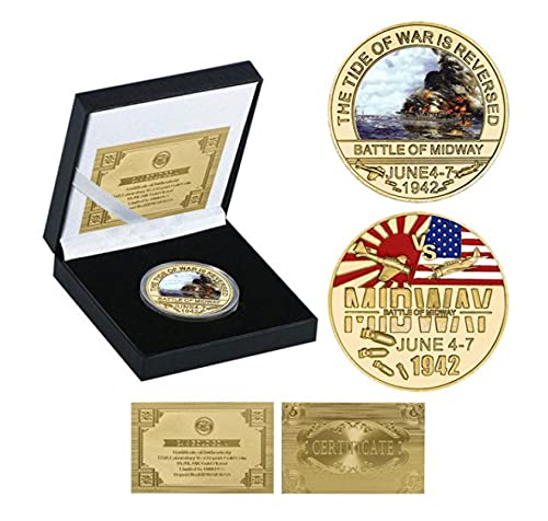 ZKPNV Monedas Conmemorativas Battle of Midway Monedas De Desafío Chapadas En Oro En Soporte Recuerdo del Ejército De EE. UU. Monedas Militares Regalos para Veteranos