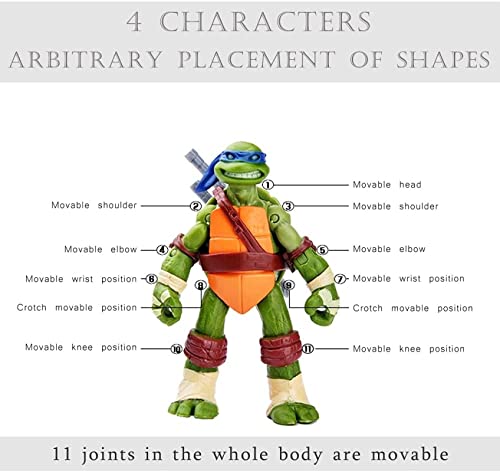 ZYXM Juego de figuras de acción de las Tortugas Ninja mutantes para adolescentes, figura de acción anime Character modelo Toy for Children Birthday Collection, 12 cm