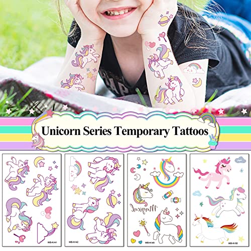 10 Hojas Unicornio Tatuajes Temporales Para Niños Niñas, Falso Tattoos Pegatinas Impermeables Calcomanías para Infantiles Regalo de Fiesta de Cumpleaños