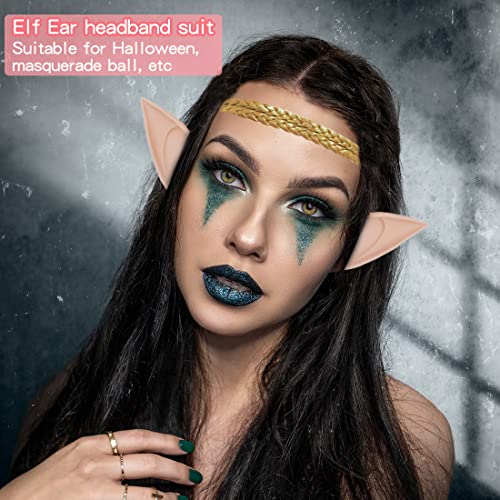 2 Pares Orejas Elfo con 2 Diademas, FUKPO Orejas de Elfo Orejas Elfo Cosplay, Orejas Latex Elf Ears para Halloween Fiesta Anime(Color Claro)