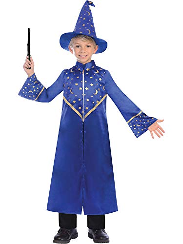 amscan-9905045 Disfraz de mago para niños (4-6 años), color azul, (9905045)