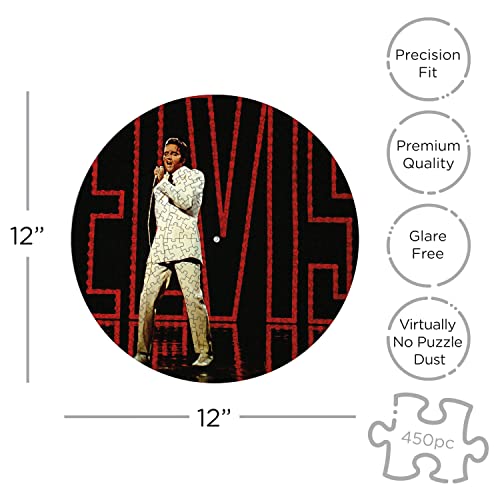 AQUARIUS Elvis Presley '68 Comeback Especial Record Disco Puzzle (450 Pieza Puzle) - con Licencia Oficial Merchandising & Collectibles - Reflejos Gratis - Precisión para - 12 x 12 Inches