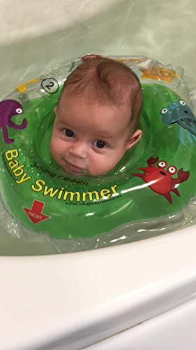 Baby Flotador TÜV GS Cuello Flotador (Tallas 3 – 12 kg (0 – 24 Meses) Flotador para bebé de baño Ayuda de natación Anillo Talla Mediana Iner en pequeño Verde