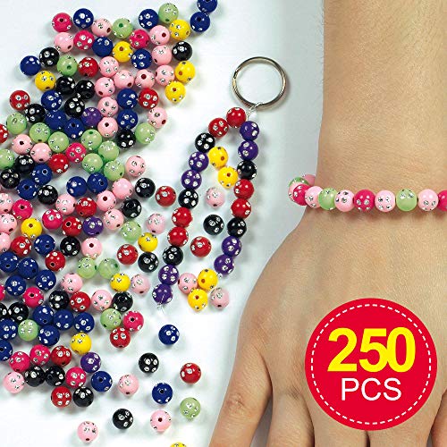 Baker Ross Cuentas de plástico de diamantes brillantes en colores diferentes que los niños pueden usar para sus actividades de manualidades tamaño 7 mm - Pack de 250.