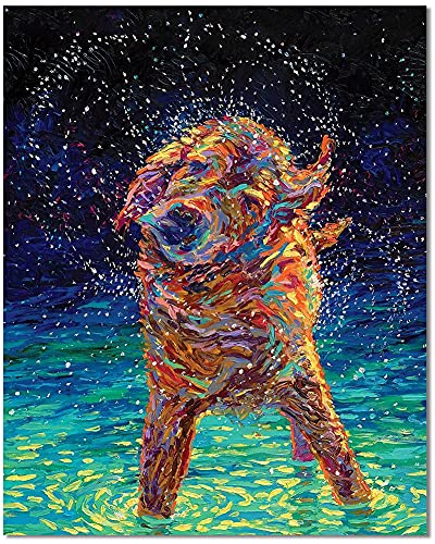 Bougimal Pintar por Numeros Adultos, DIY Pintura por Números Perro sin Marco de 40 X 50 cm