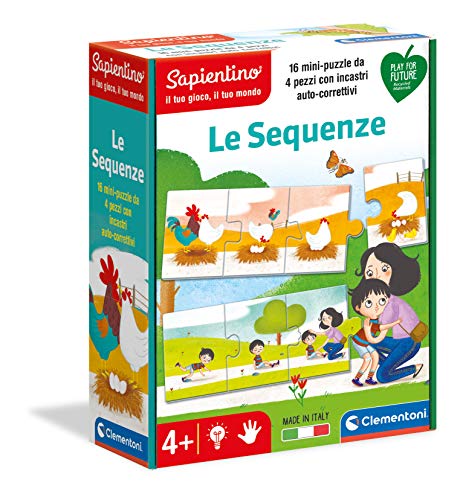 Clementoni - Sapientino-Le secuencie-Juego Educativo 4 años (versión en Italiano), cartón 100% Reciclado, Play for Future-Made in Italy, Multicolor, 16311