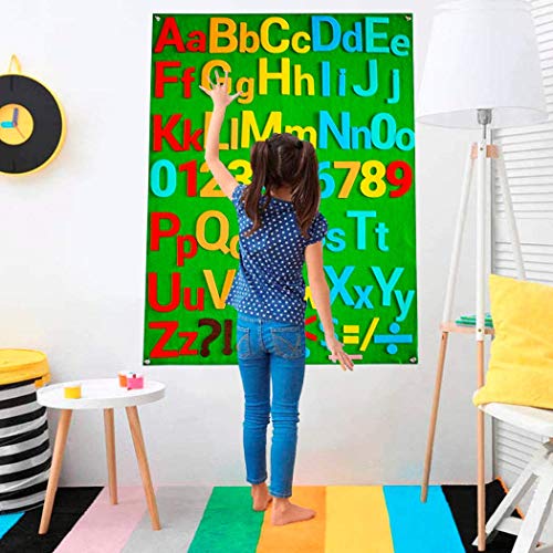 DeFieltro Abecedario de Fieltro Montessori para Niños - Aprendo el Alfabeto Letras y Números - Tabla de Actividades con Velcros de Pared Grande