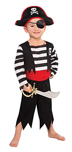 Disfraz de Pirata para niños – Negro, Rojo, Blanco – Talla S 116 (3-5 años)