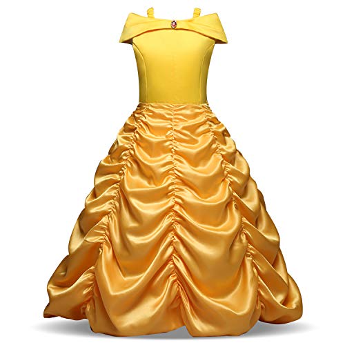 Disfraz de Princesa Belle Vestido para Niña (3-10 Años) (9-10 Años, 140 cm)