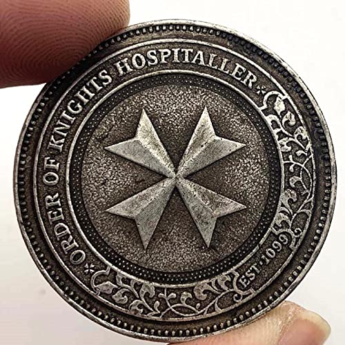 DOWNN 2PCS The Free Mason Commemorative Coin Order of The Knights Hospitaller Bronze Plated Coin Collectible Gift Challenge Coin