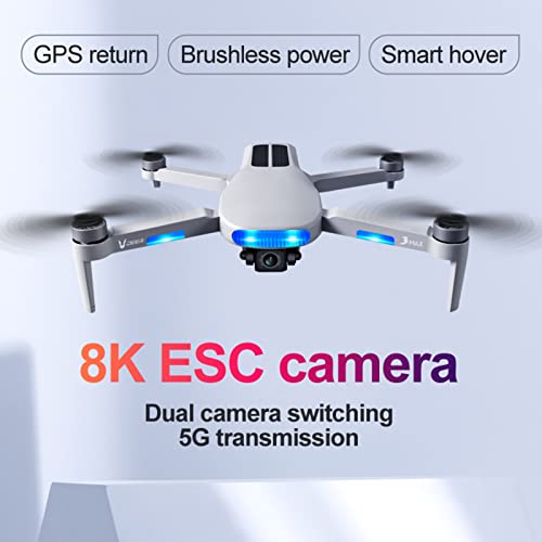 Drone GPS con cámara de 8K HD, 25mins Tiempo de Vuelo Profesional 5G WiFi FPV Motor sin escobillas Drone para Adultos, RC Quadcopter, Gesto Video de Fotos, Smart Sig Single Battery