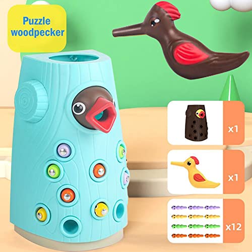 Feed the Baby Chick - Montessori Juguetes educativos para niños Pájaro carpintero captura gusano juguete niños magnético juego de pesca bebé inteligencia desarrollar juguetes