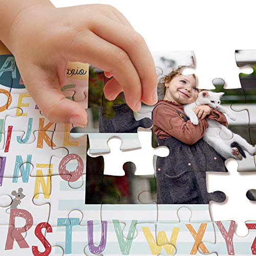 Fotoprix Puzzle Educativo Personalizado con la Foto del niño o de la niña | 5 Modelos Diferentes para coleccionar | Puzzle Infantil de 40 Piezas Grandes | Abecedario (Castellano)