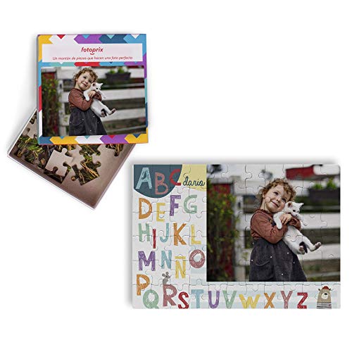 Fotoprix Puzzle Educativo Personalizado con la Foto del niño o de la niña | 5 Modelos Diferentes para coleccionar | Puzzle Infantil de 40 Piezas Grandes | Abecedario (Castellano)