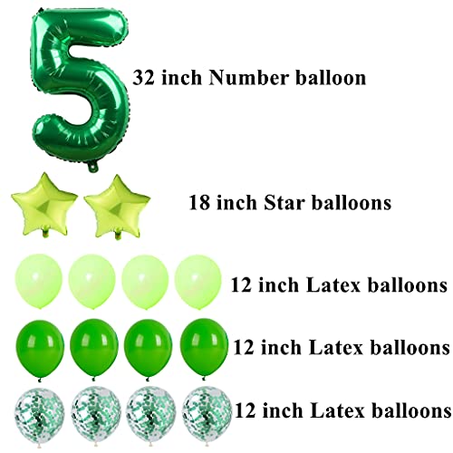 Globos de 5º cumpleaños con temática de animales, color verde jungla, decoración de cumpleaños para niños de 5 años, globos de animales del bosque, globos de cumpleaños para niños y niñas