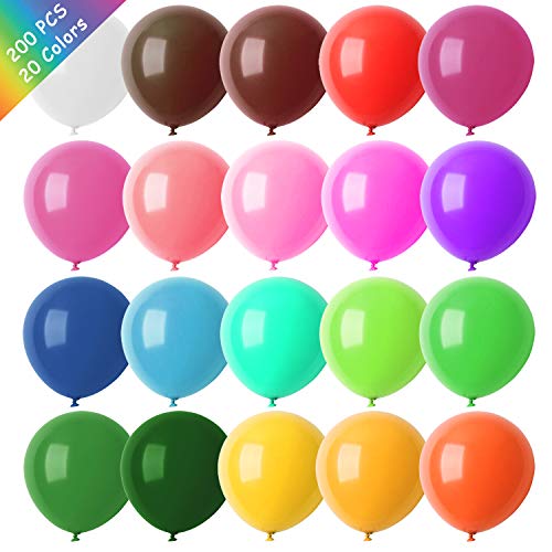 Globos de Colores, 200 Piezas Globos de Multicolores Globos de Helio, Látex de Globos para Bodas, Cumpleaños, Graduación y Decoración de Baby Shower