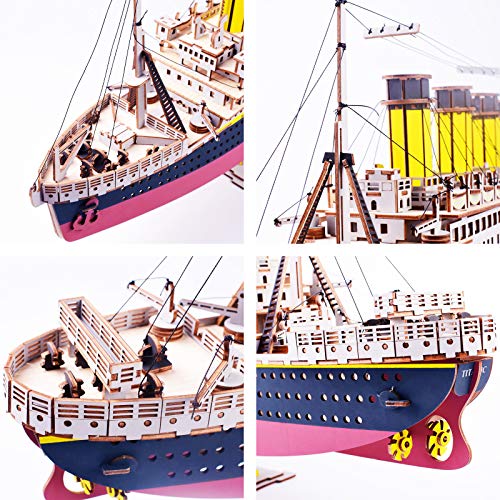 GuDoQi Puzzle 3D Madera, Maqueta Titanic Madera para Montar, Rompecabezas Madera 3D de Barcos para Construir, Kit de Manualidades DIY, Juguete de Montaje, Pasatiempos para Adultos