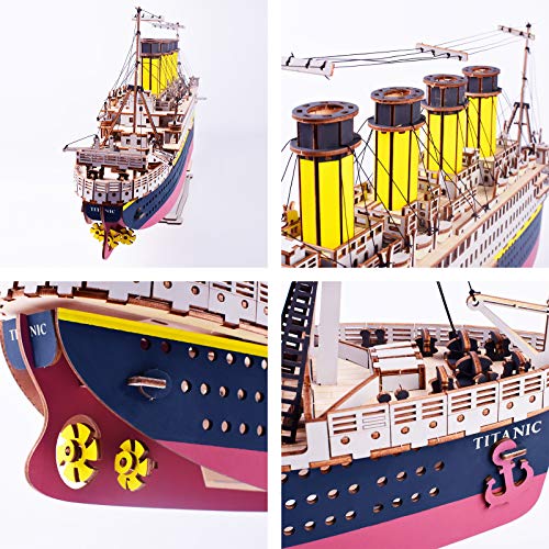 GuDoQi Puzzle 3D Madera, Maqueta Titanic Madera para Montar, Rompecabezas Madera 3D de Barcos para Construir, Kit de Manualidades DIY, Juguete de Montaje, Pasatiempos para Adultos