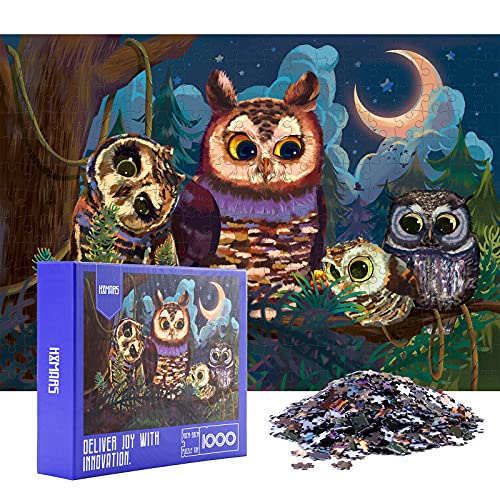 HXMARS Owl Jigsaw Puzzles 1000-Piece: Coloridos Animales Búho Juego de Rompecabezas para Adultos Adolescentes Familiares - Decoración del hogar, 27"X 20" EN