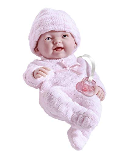 JC TOYS Mini La Newborn Boutique-Realistic 9.5" Anatomically Correct Real Girl Baby Doll Dressed in Pink &ndash All Vinyl Open Mouth Designed by Berenguer, Color Rosa, quot (18453)