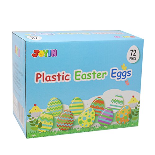 Joyin Toy 72 pc Huevos de plástico Impresa Brillante Pascua 2 3/8" Alto para la Caza Pascua, Cesta embutidoras Rellenos, Suministros Premio Aula, llenado se USA para Tratar y Favor de Partido