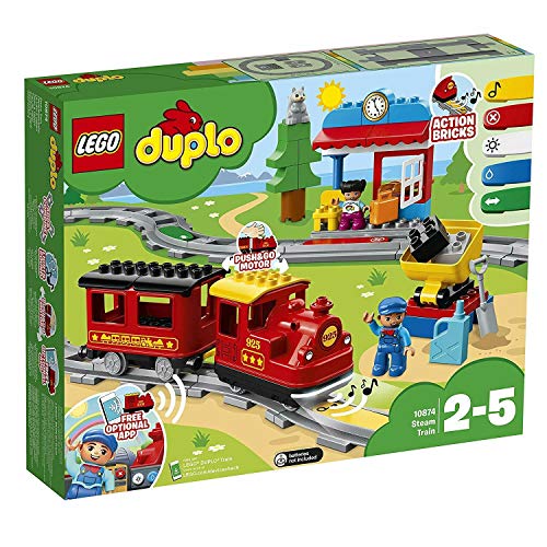 LEGO Duplo - Juego de ferrocarril de vapor (10874, puente ferroviario 10872 con rieles y 10882)