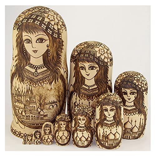 LWSX Muñecas anidadas Rusas Matryoshka de 10 Piezas, muñecas anidadas de Madera para Navidad, Día de la Madre, Regalos de cumpleaños, Muebles para el hogar