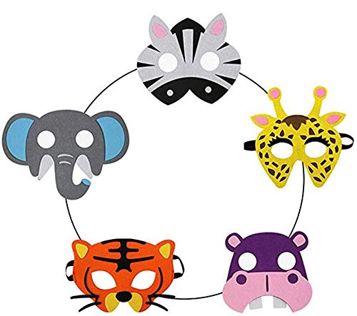 Mascaras de animales,5pcs Mascaras de Ojo Favor de Fiesta Fieltro Elastico para Ninos Bolsos de Fiesta Rellenos
