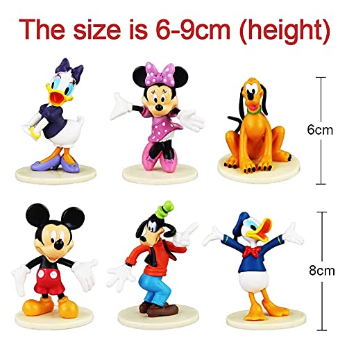 Mickey Cake Topper, 6 Piezas Mickey Figuras Decorativas para Tartas Fecoración Para Tarta Decoración Tartas para Niños, Cumpleaños, Bebés, Niñas