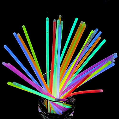 MIDYUID Barra Luminosa Paquete de Fiesta de Palos de Luz de Colores Mixtos Calidad 100pcs de 8" con Conectores para Crear Pulseras,Pulsera,Collar de neón para Fiestas,Cumpleaños,Conciertos