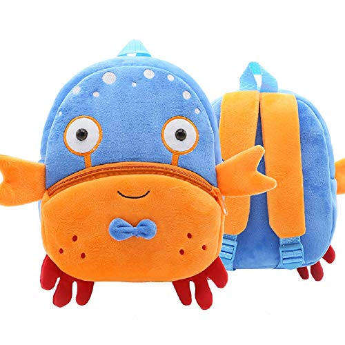 Mochila de animales de dibujos animados, linda bolsa de escuela para niños de 2 a 5 años, regalo para niños de jardín de infantes, Orange-Crab